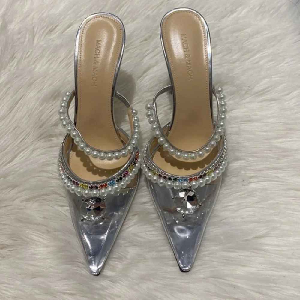 Mach & Mach‎ Diamond of Elizabeth Imitation Pearl pointed toe Mule size 39.5
